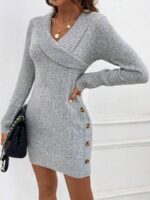 Rochie Scurta Tricotata Olga Gri