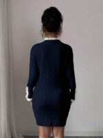 Rochie Scurta Tricotata Vivianna Bleumarin - imagine 2