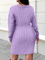 Rochie Scurta Tricotata Vivienne Lila - Marimi Mari - imagine 2