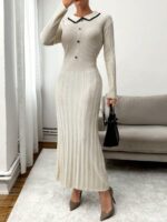 Rochie Lunga Tricotata Selva Bej Deschis