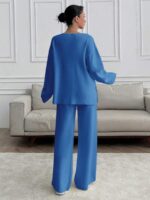 Compleu Tricotat cu Pantalon Amelia Albastru - imagine 2