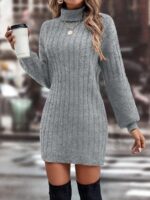 Rochie Scurta Tricotata Liona Gri