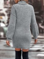 Rochie Scurta Tricotata Liona Gri - imagine 2