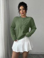 Pulover Tricotat Livia Kaki - imagine 3