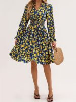 Rochie Scurta Darinka Albastra Inflorata - imagine 4