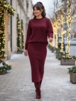 Compleu Tricotat format din Rochie fara Maneci si Bluza Gianna Grena