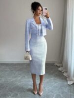 Compleu cu Rochie Midi Calanda Bleu - imagine 3
