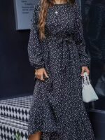 Rochie Midi Irene Neagra cu Buline Albe - imagine 4