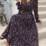 Rochie Midi Gezen Bleumarin cu Inimioare Colorate - imagine 5