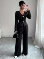 Compleu cu Pantalon Patricia Negru - imagine 3