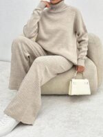 Compleu Tricotat cu Pantalon Dave Bej Deschis - imagine 3