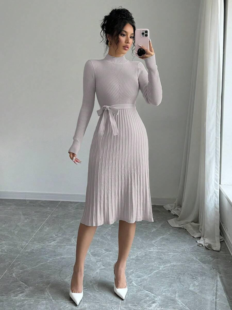 134 Rochie Midi Tricotata Kathia Gri - imagine 1