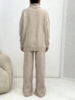 Compleu Tricotat cu Pantalon Dave Bej Deschis - imagine 2