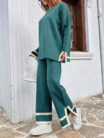 Compleu Tricotat cu Pantalon Santina Verde Menta - imagine 3