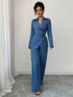 Compleu cu Pantalon Otilia Albastru - imagine 3