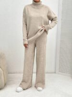 Compleu Tricotat cu Pantalon Dave Bej Deschis