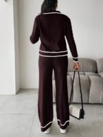 Compleu Tricotat cu Pantalon Cerasa Maro - imagine 2