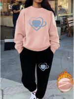 Trening Dama Sarah format din Pantalon Negru si Bluza Roz