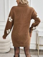 Rochie Scurta Tricotata Heidy Maro cu Print Floral Alb - imagine 2