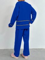 Compleu Tricotat cu Pantalon Marlina Albastru - imagine 2