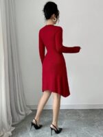 Rochie Scurta Tricotata Galata Grena - imagine 2