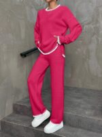 Compleu Tricotat cu Pantalon Ernesta Roz