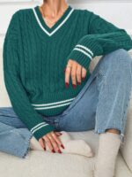 Pulover Tricotat Loreta Turcoaz - imagine 3