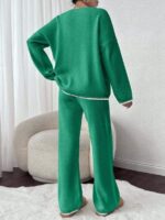 Compleu Tricotat cu Pantalon Zinia Verde - imagine 2
