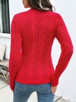 Pulover Tricotat Alaina Rosu - imagine 2