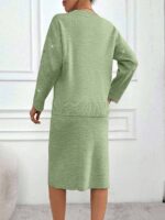 Compleu Tricotat cu Fusta Midi Daniella Vernil cu Strasuri - imagine 2