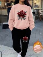 Trening Dama Dalida format din Pantalon Negru si Bluza Roz