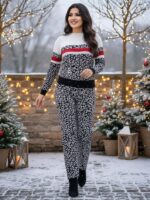 Compleu Tricotat cu Pantalon Tonia Animal Print - imagine 3