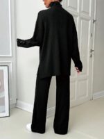 Compleu Tricotat cu Pantalon Celeste Negru - imagine 2