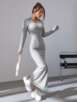 Rochie Lunga Selin Gri - imagine 3
