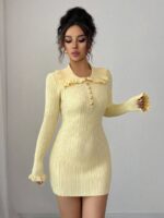 Rochie Scurta Tricotata Polina Galbena - imagine 4