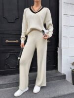 Compleu Tricotat cu Pantalon Lyra Crem