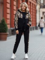 Trening vătuit format din bluza si pantalon Andra Animal Print