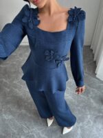 Compleu cu Pantalon Celya Albastru - imagine 3