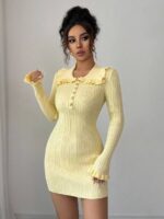 Rochie Scurta Tricotata Polina Galbena