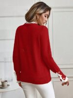 Pulover Tricotat Rebeca Rosu - imagine 2