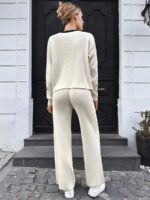 Compleu Tricotat cu Pantalon Lyra Crem - imagine 2