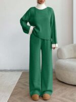 Compleu Tricotat cu Pantalon Dalay Verde