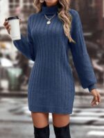 Rochie Scurta Tricotata Cenna Bleumarin