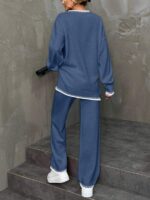 Compleu Tricotat cu Pantalon Ernesta Albastru - imagine 2