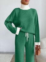 Compleu Tricotat cu Pantalon Dalay Verde - imagine 3