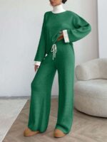 Compleu Tricotat cu Pantalon Dalay Verde - imagine 2