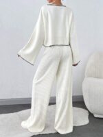 Compleu Tricotat cu Pantalon Emine Alb - imagine 2