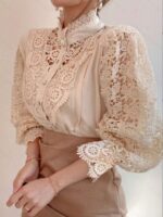 Bluza Dama Badiah Crem din Bumbac - imagine 3