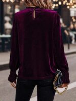 Bluza Dama Hindi Violet din Catifea - imagine 2