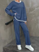 Compleu Tricotat cu Pantalon Ernesta Albastru